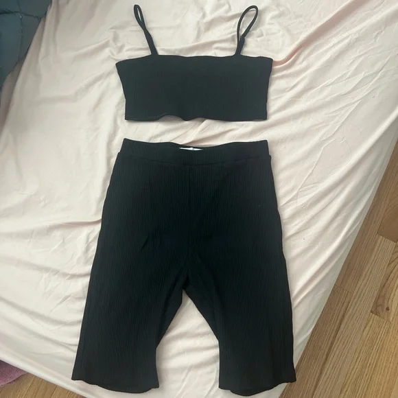 Black Ribbed Two-Piece Set - Picture 1 of 1